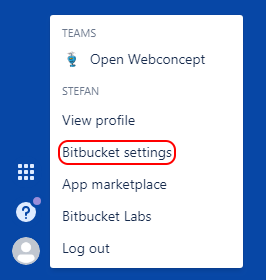 bitbucket instellingen menu