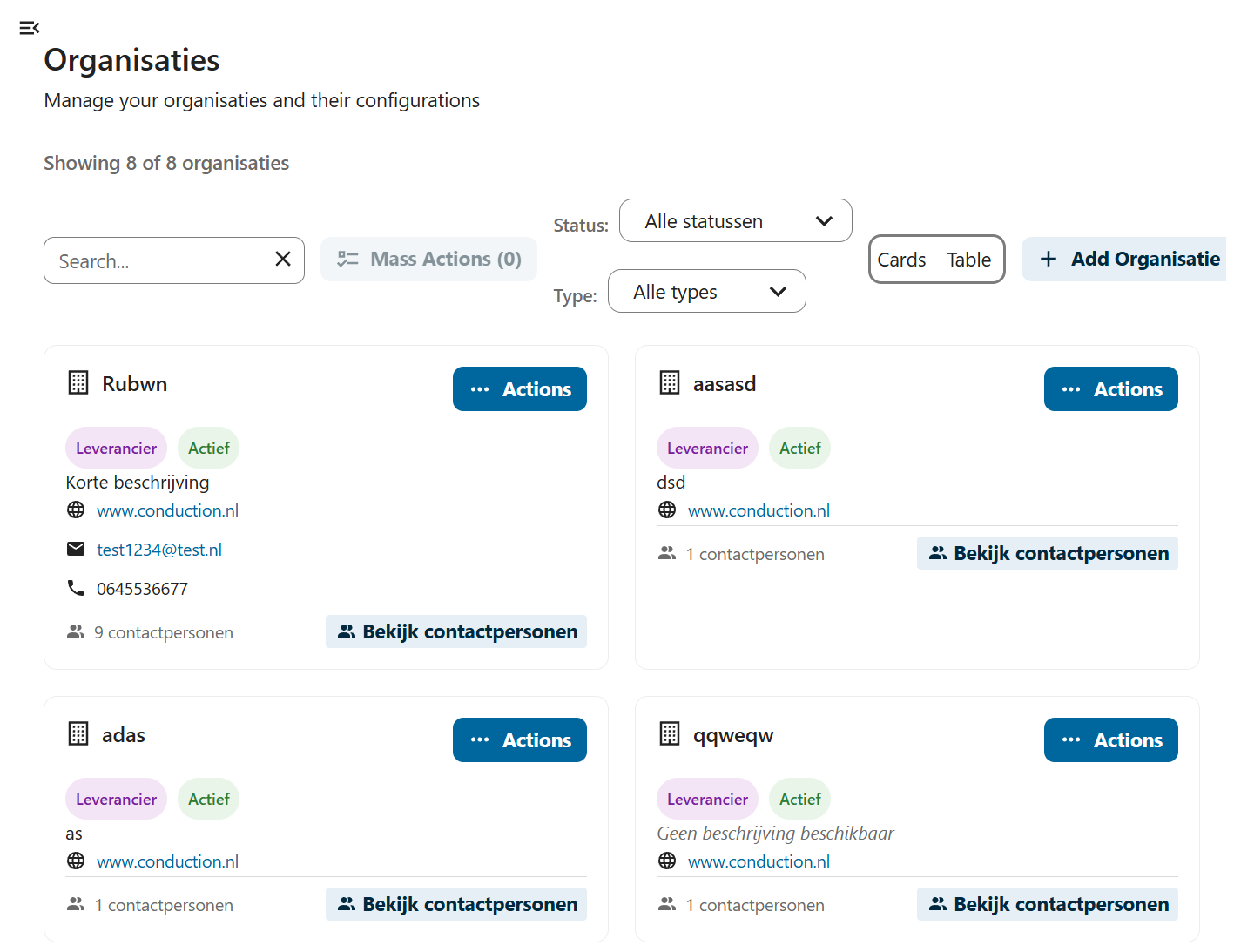 Organisaties overzicht