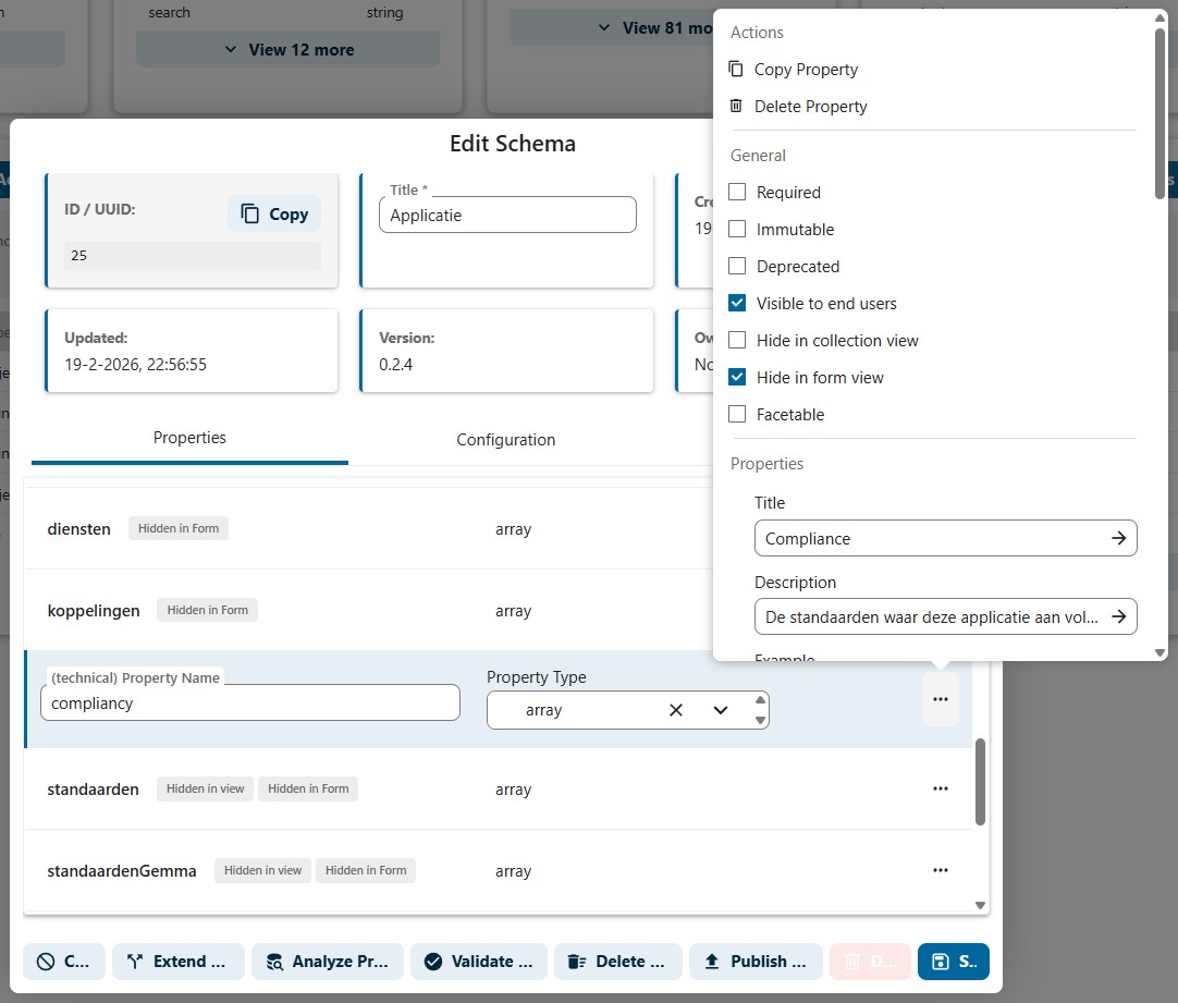 Aan- en uitzetten van weergave van kolommen in frontend
