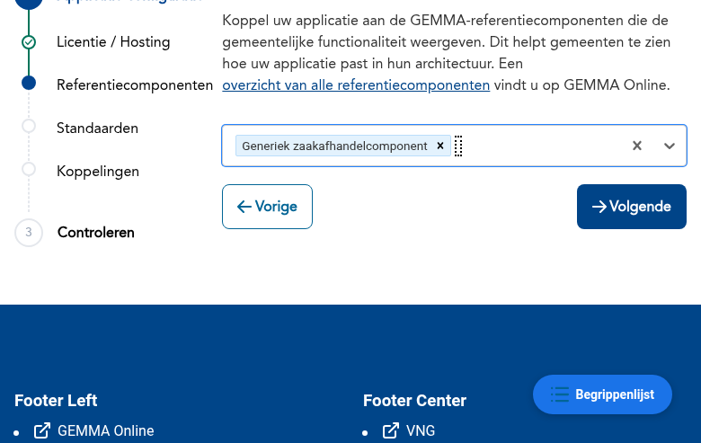 Stap 3 van de applicatie-wizard: referentiecomponenten selecteren