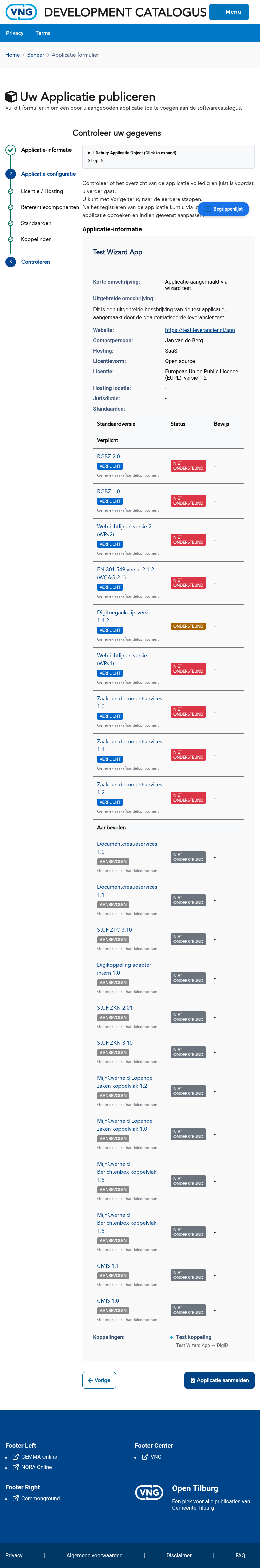 Stap 6 van de applicatie-wizard: gegevens controleren