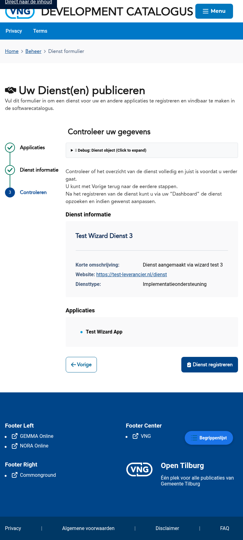 Stap 3 van de diensten-wizard: aanvullende informatie