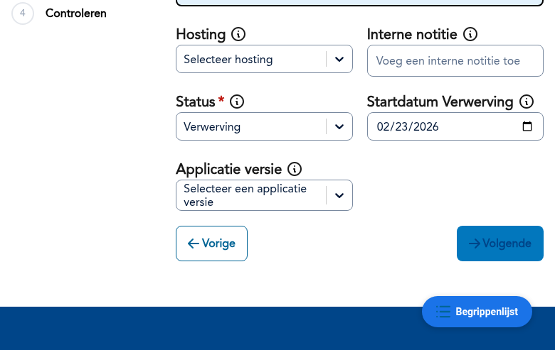 Stap 2 van de gebruik-wizard: gebruiksinformatie invullen