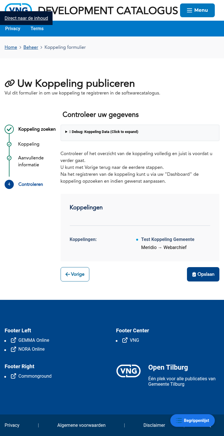 Stap 4 van de gemeente koppeling-wizard: controleren