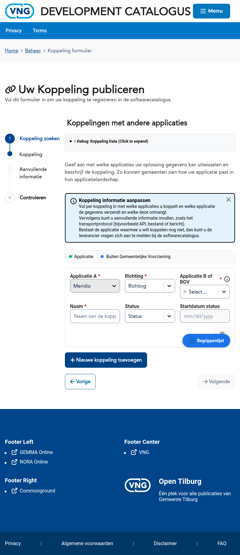 Stap 2 van de gemeente koppeling-wizard: koppeling definiëren