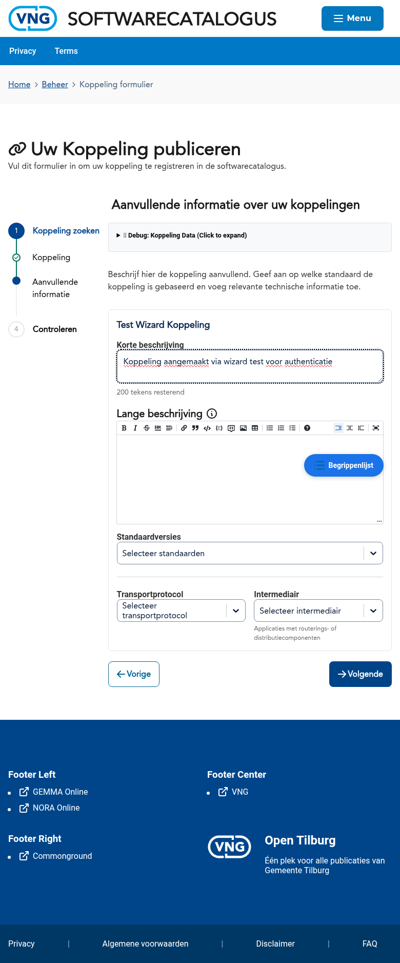 Stap 3 van de koppeling-wizard: aanvullende informatie